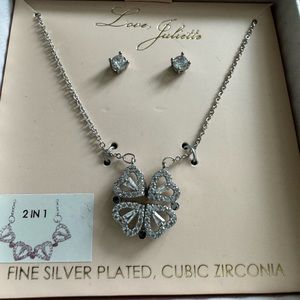 Love Juilette Four Heart Necklace & Studs Earrings Set